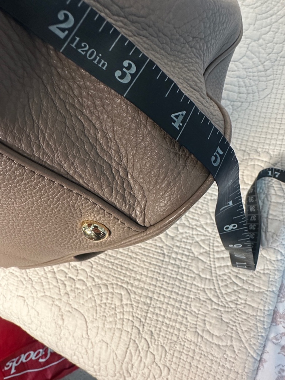 Michael Kors Taupe Brown Pebbled Leather Shoulder Bag with Gold Logo - Picture 8 of 12